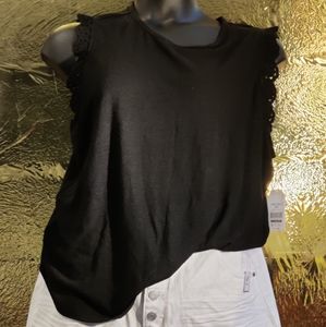 Black crochet trim tank